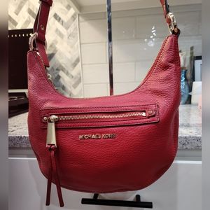 NWT Michael Kors Rhea Small Red Leather Messenger